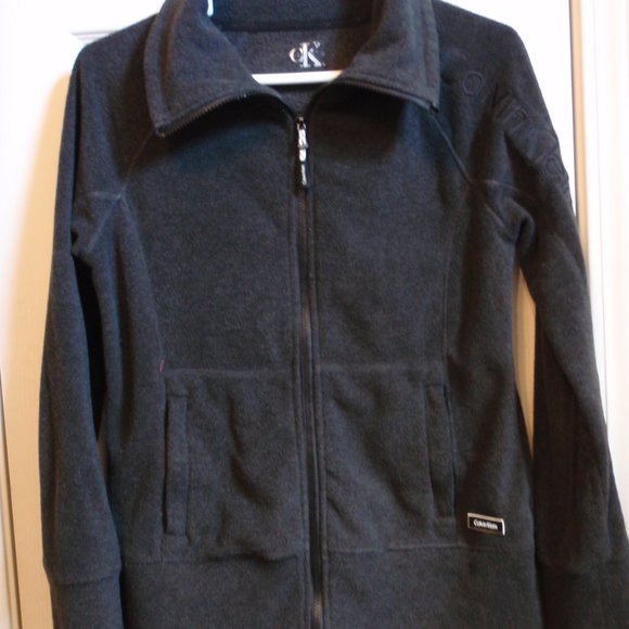 Calvin Klein Full Zip Fleece Jacket Dark Gray - Picture 3 of 10